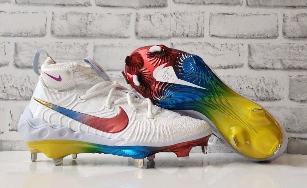 Nike Alpha Huarache NXT White Rainbow Baseball Cleats Men's Size 7 DJ6517-106